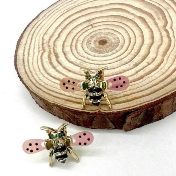 Holographic Winged Bee~ Polka Dot 3D Mobile Bumblebee Honeybee Funky Quirky Stud - Picture 2 of 16